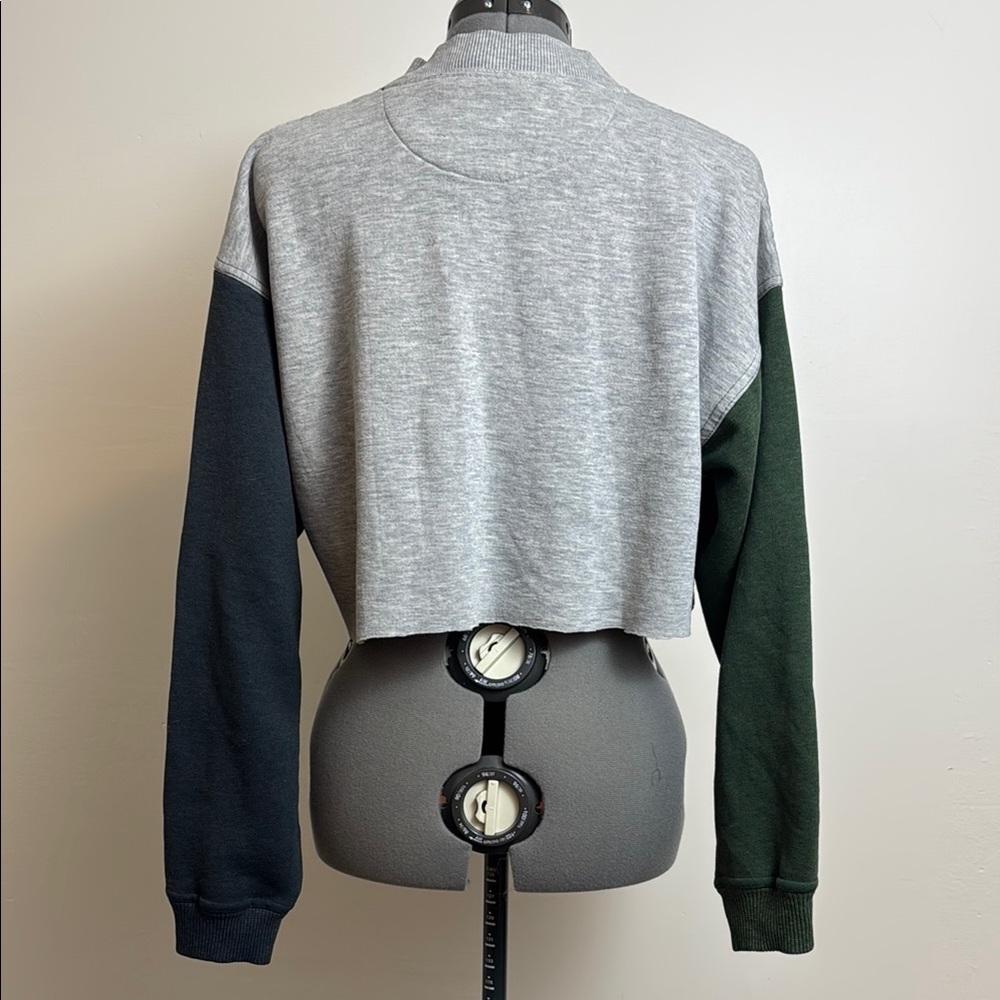 Colorblock Cropped Henley Sweatshirt - Picture 2 of 6